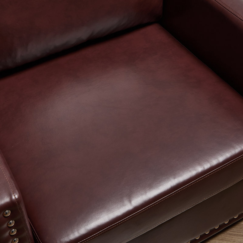 Fauteuil d'appoint 31 po en cuir Vegan, Brun-roux