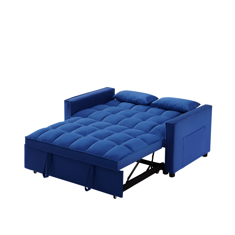 3-In-1 Sleeper Sofa, Convertible Sofa, Recliner Bed With 3-Position Adjustable Backrest And 2 Pillows, Modern Sofa, Blue