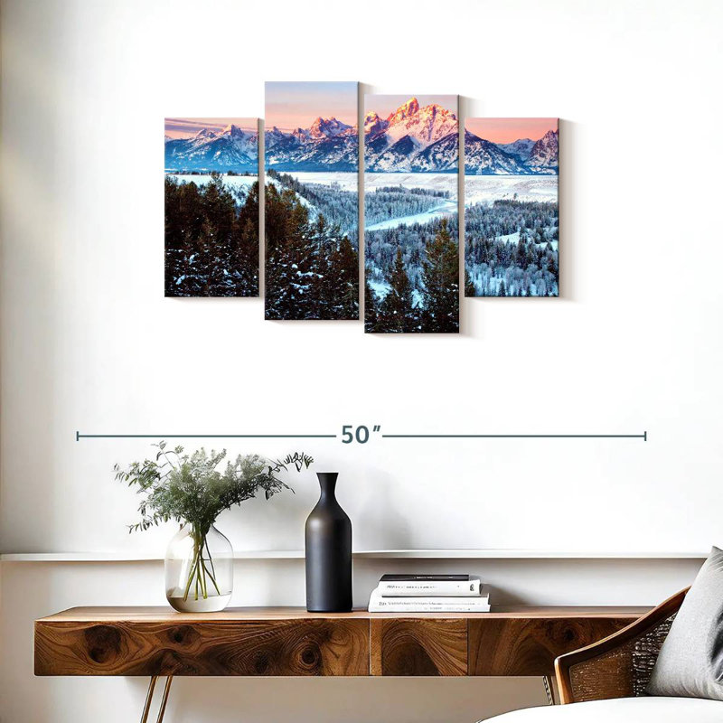 Alvord Grand Teton, lever de soleil en hiver, H 22 po x l 36 po
