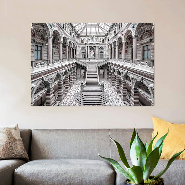 Justizpalast, Vienna par Massimo Cuomo - reproduction d'art sur toile tendue, H 8 po x l 12 po x P 0,75 po, Pas de tapis