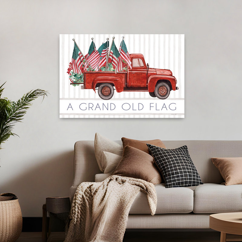 «A Grand Old Flag», art contemporain rétro rustique, H 32 po x l 48 po