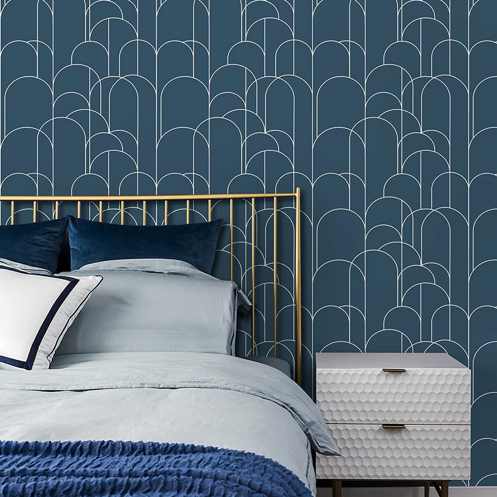 Latitude Run® Geometric Wallpaper 17.71 in X 275 in Self-Adhesive ...