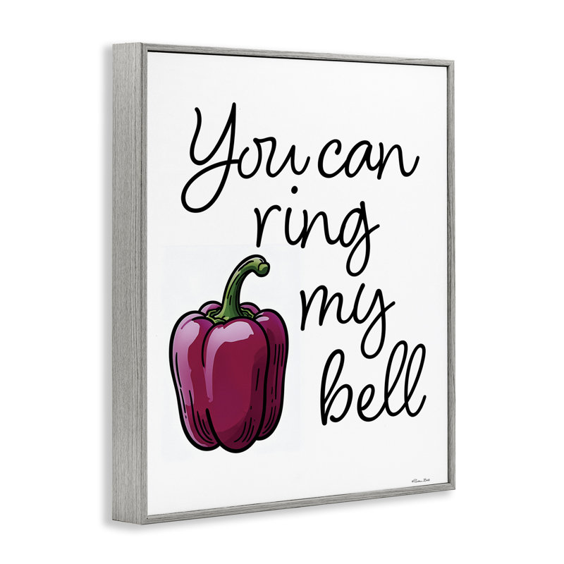 Ring My Bell Pepper, estampe numérique, design par Susan Ball, Giclée de ferme grise encadrée, 30" H x 24" W