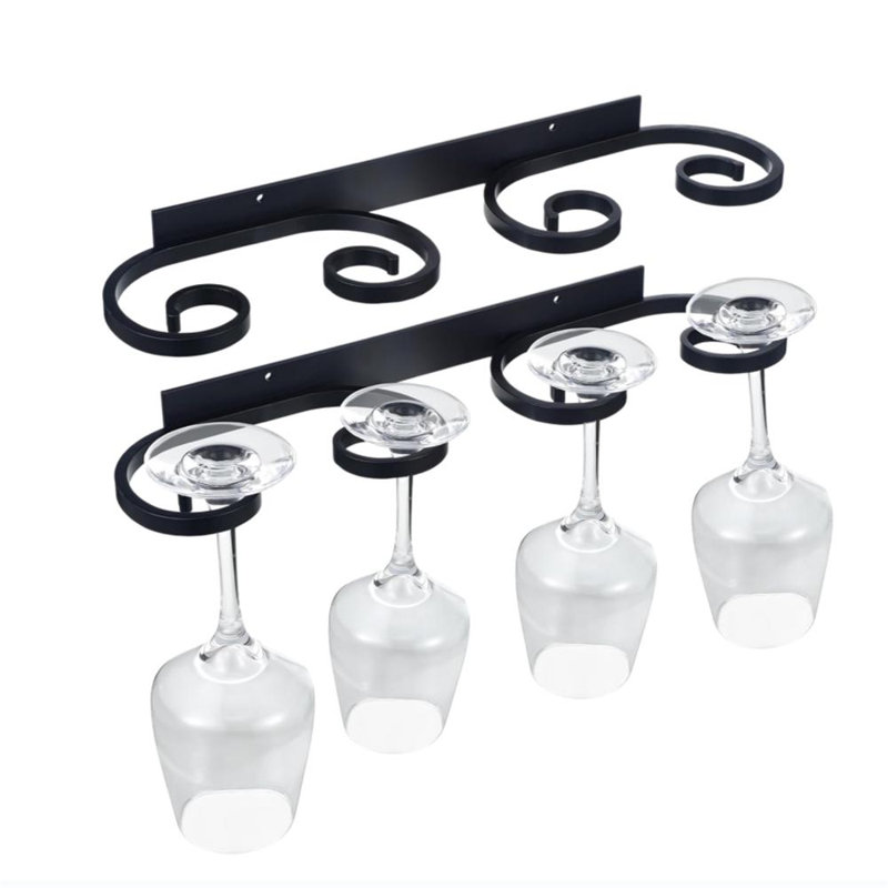 Wall Mounted Wine Glass Rack Black
