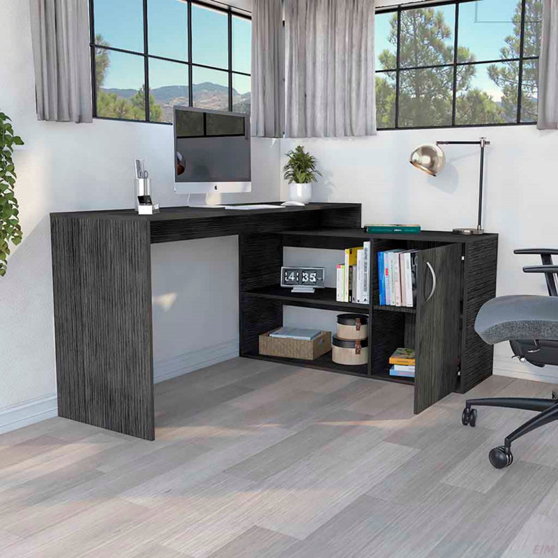 Axis 60" L Shape Computer Desk, Dark Gray