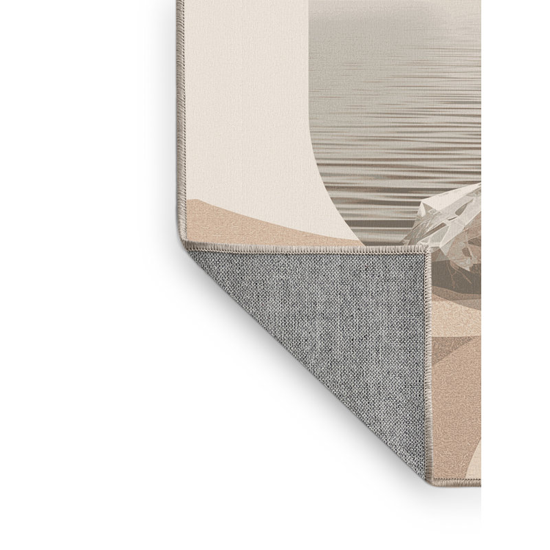 Tapis beige clair lavable à la machine Paxon Minimalist, Carré 5 pi