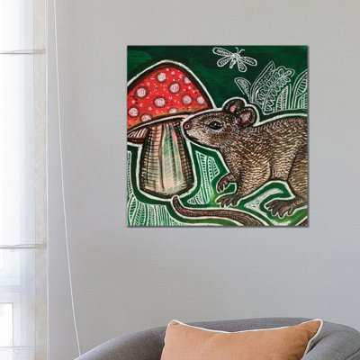 Small Mouse And Mushroom by Lynnette Shelley - Print on Canvas