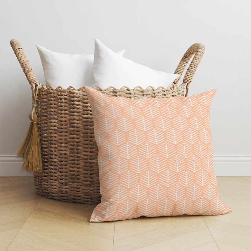 Coussin Stitch Patch, Pêche / orange, H 18 po x l 18 po