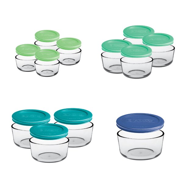 Anchor Hocking Clear Glass Food Storage containers 30 pieces set with Navy  Lids