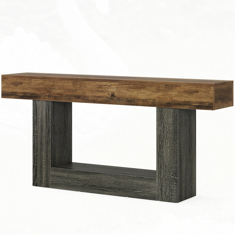 Minimalist Sofa Table Behind Couch For Entryway, Hallway, Living Room, Home Office, Brown, Black