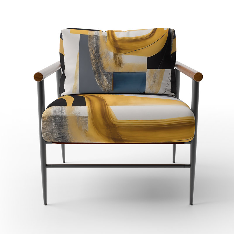 Fauteuil rembourré gris et jaune Kycia