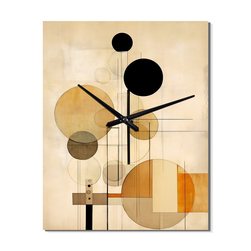 Horloge murale beige géométrique en mouvement I - formes abstraites, Grand