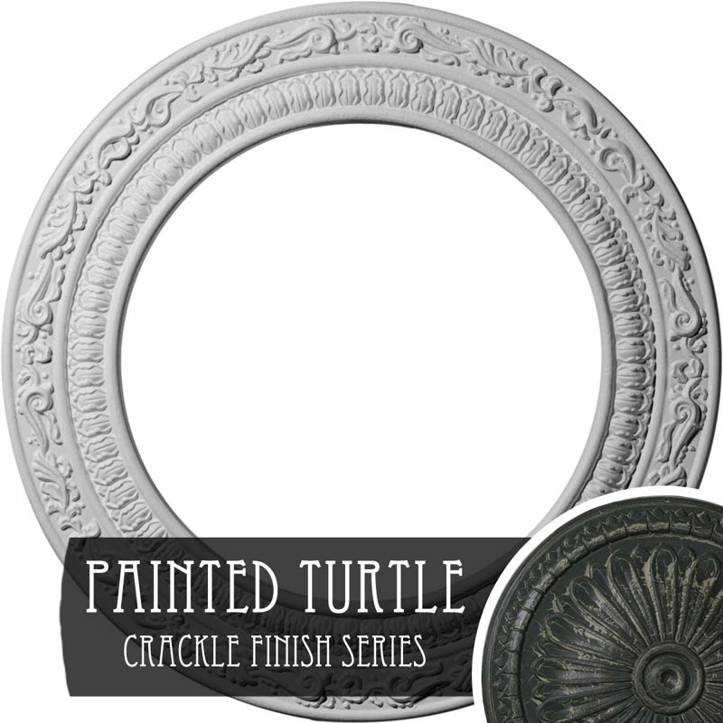 Médaillon de plafond H 12 po x l 12 po x P 0,5 po Andrea, Tortue peinte craquelé