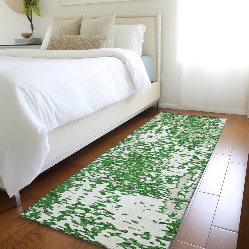 Premium Machine Washable Prisco Emerald Rug, Runner 2'3" x 7'6"