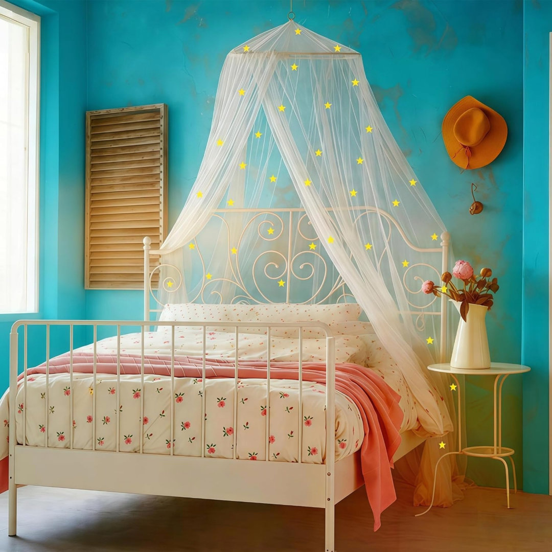 White Stars Bed Canopy Glow in The Dark, Bed Canopy for Girls Mosquito Net, 250 cm