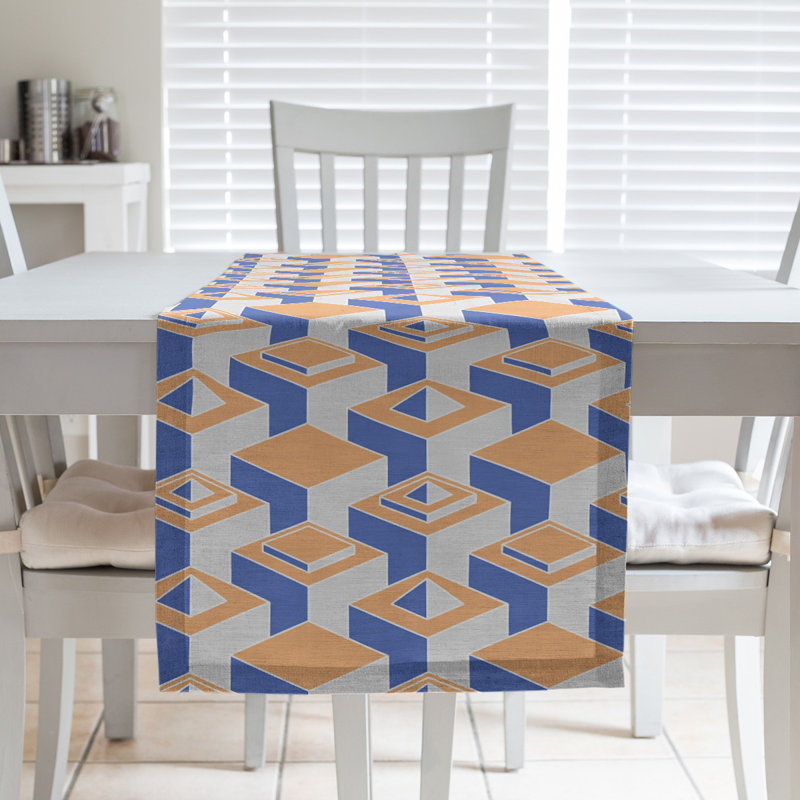 Chemin de table Classic Skyscrapers, 16 po x 72 po, Orange/bleu