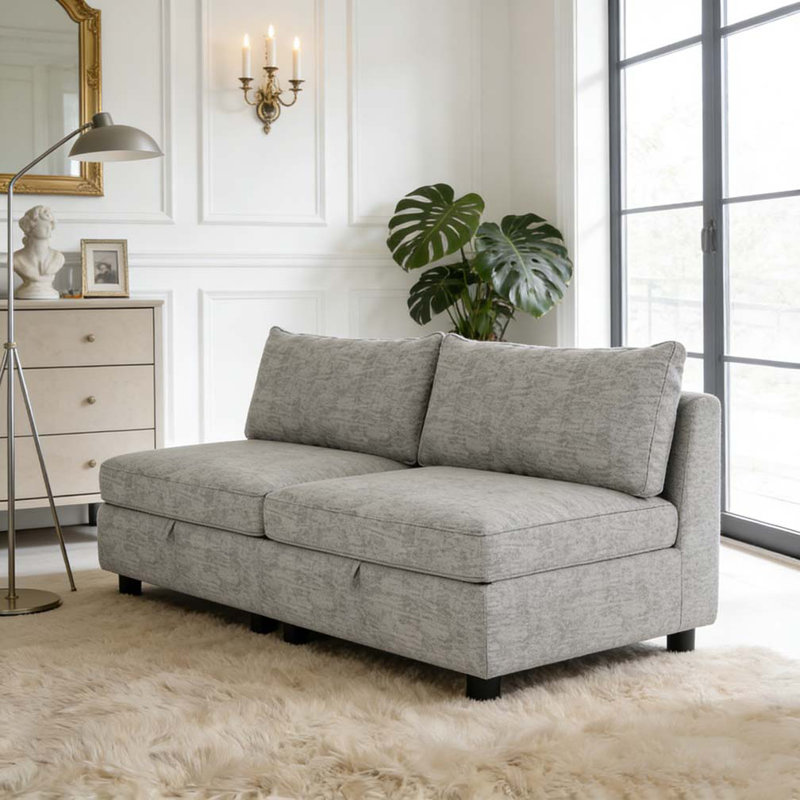 Siège sans accoudoirs pour canapé modulaire modulaire, Gris
