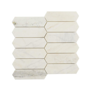 Arabescato Venato White Picket 11.73" x 12" Honed Marble Mesh-Mounted Mosaic Tile