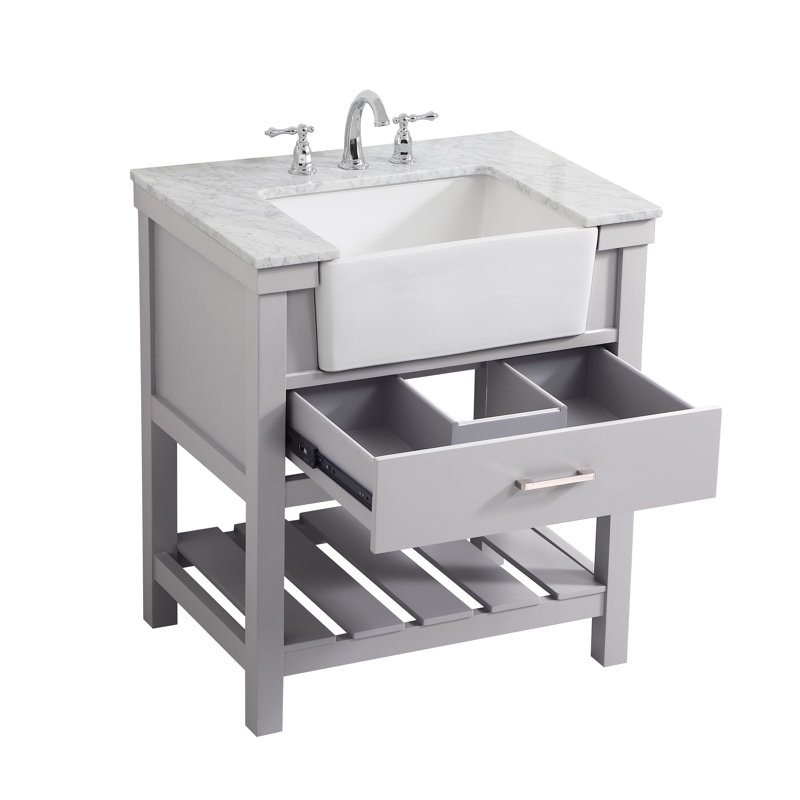 Meuble-lavabo simple 30 po Pelaghia, Gris