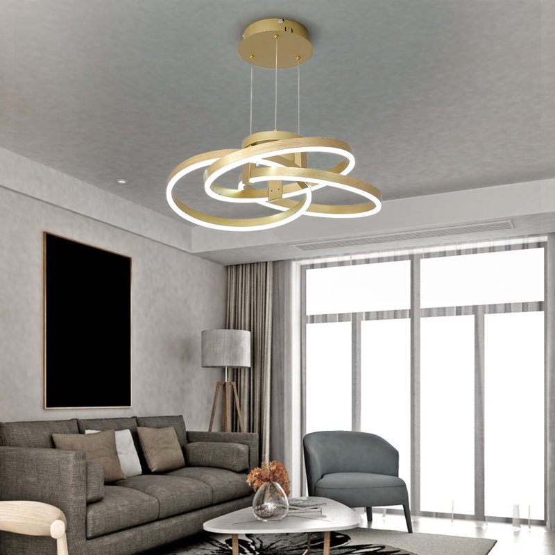 Beacan Dimmable LED Geometric Chandelier, Gold