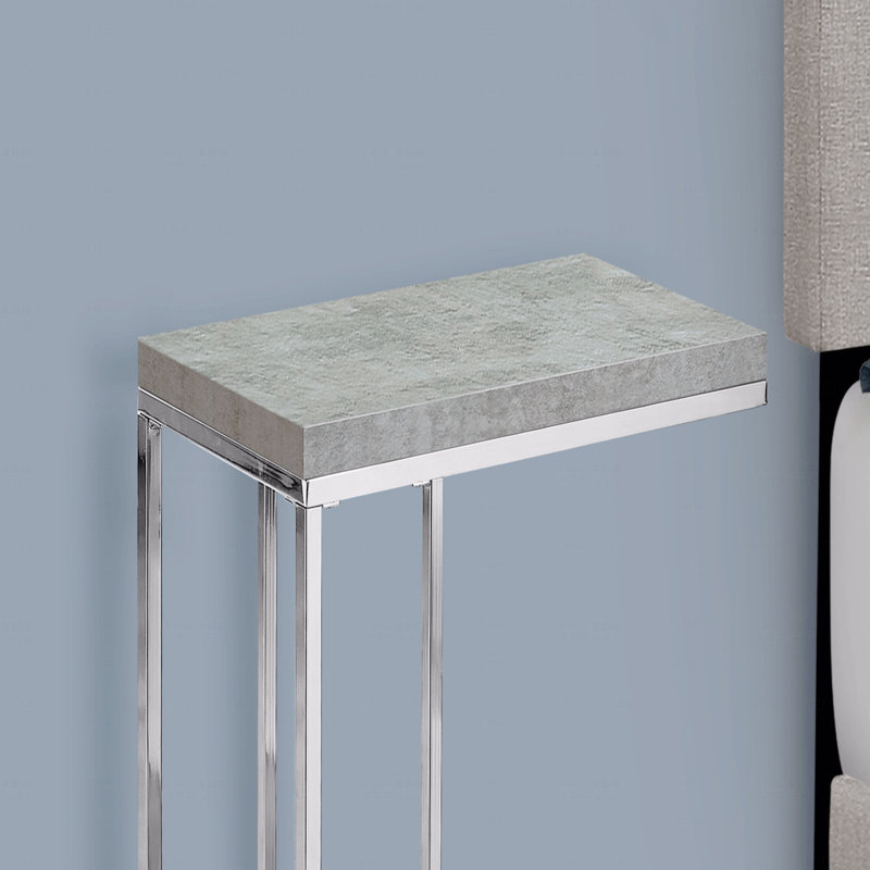 Table d'appoint, en forme de C, bout, côté, collation, stratifié, métal chromé, contemporain, moderne
