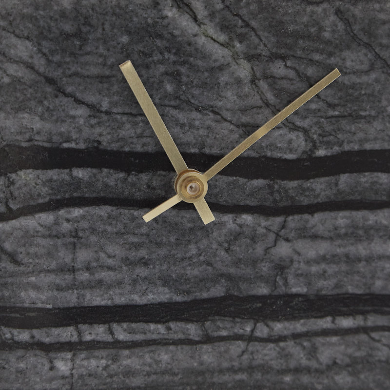 Black Marble Contemporary Table Clock Set with Gold Accents