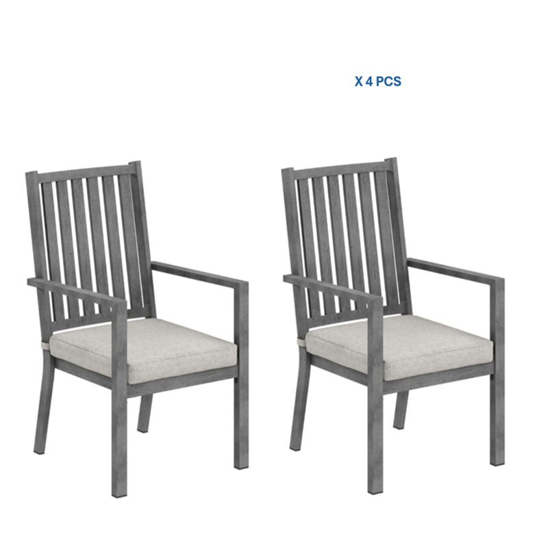 Ensemble de 4 chaises de patio en aluminium toutes saisons de 23 po avec coussins épais, 4