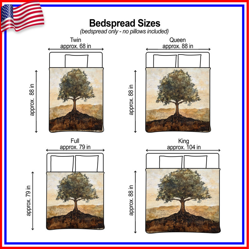 Tree With Roots Bedding Nature Bedspread Landscape, Full / Double