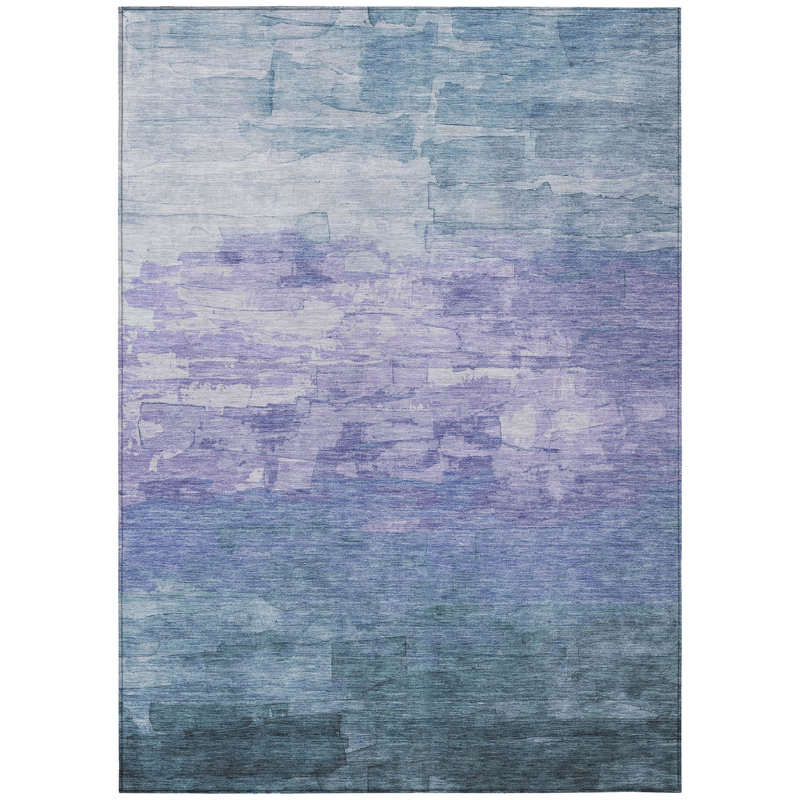 3' X 5' Denim Blue And Sky Blue Striped Washable Indoor Outdoor Area Rug