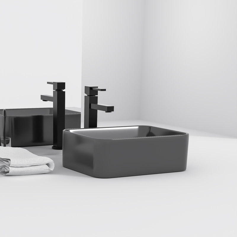 PLUSTEEL 12'' Ceramic Rectangular Bathroom Sink