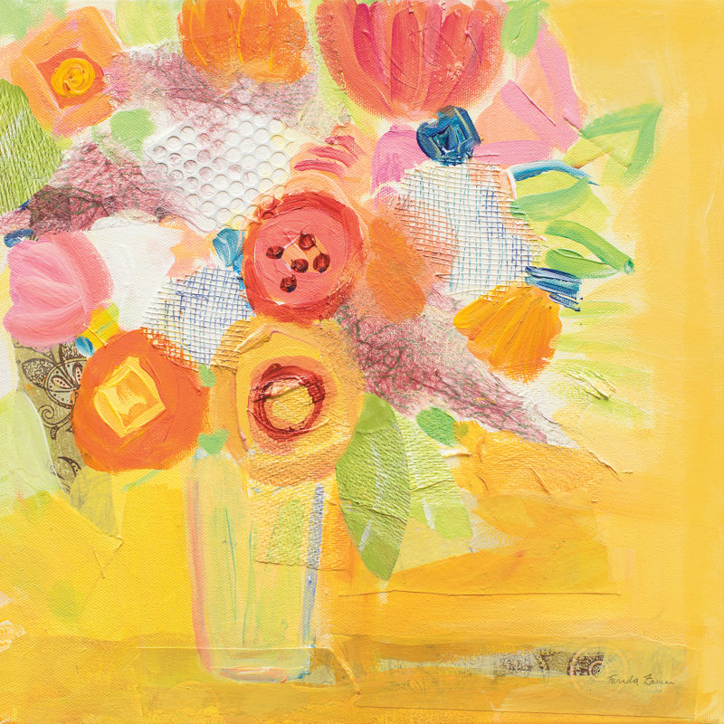 Floral jaune brumeux, H 20 po x l 20 po x P 1,25 po