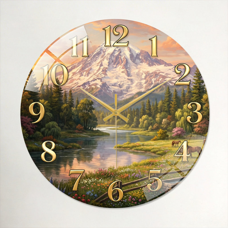 Horloge murale en verre, 60 x 60 cm (23,6 x 23,6 pouces)