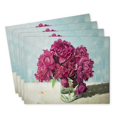 Fuchsia Peony Polyester Mindaugas Set of 4 | Home Decor