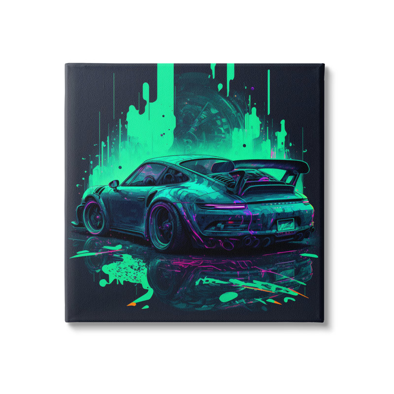 Aw-275-Canvas, voiture de sport urbaine graffiti au néon sur toile par CyberGeek Design, impression