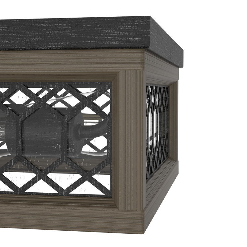 2 Light 11" Flush Mount, Rustic Iron
