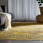 Yellow Handwoven Wool Golden Swirls Geometric Modern Contemporary Carpet Rug-1827092135