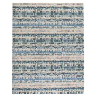 Paint Chip Blue Hand Micro Hooked Wool Rug