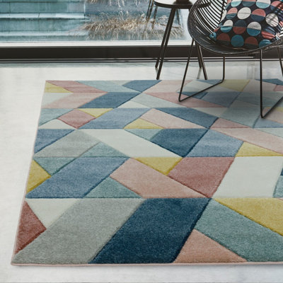 Modern Easy To Clean Geometric Rug For Living Room