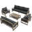 5 Pieces Modern Outdoor Furniture Patio Conversation Sets With Olefin Fabric-1458121941