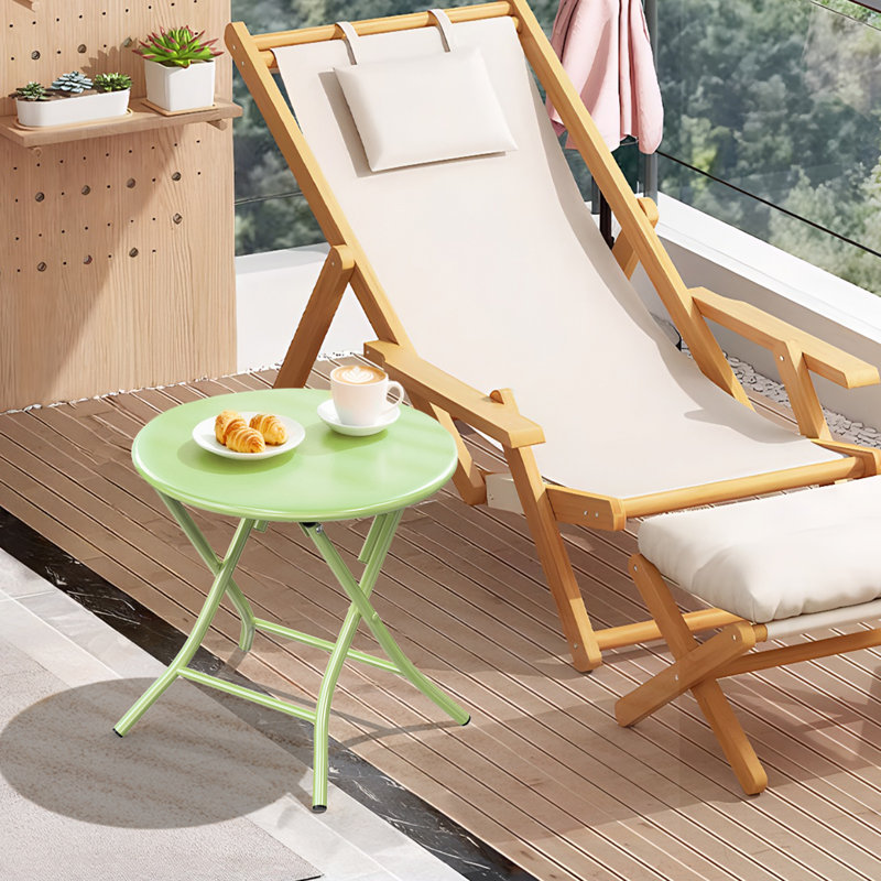 18" Green Metal Folding Side Table, Green
