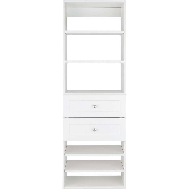 Modular Closets 2 Drawer Shelf Tower for Walk-in Closet System, 71.25" H x 19.5" W x 14" D