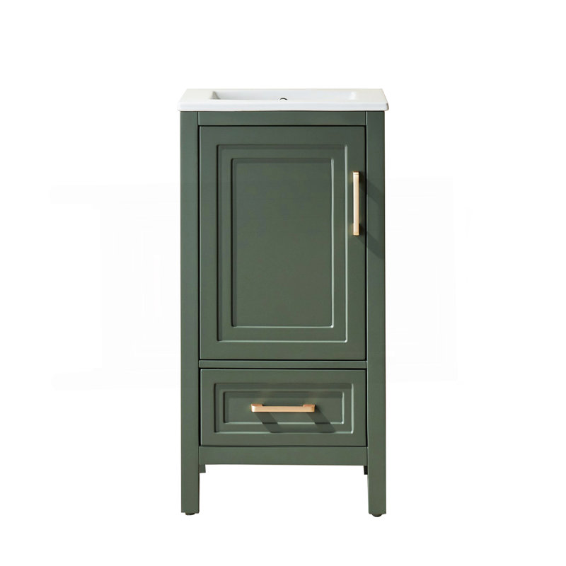 Meuble-lavabo simple autoportant de 18 po avec plateau entièrement assemblé, Vert