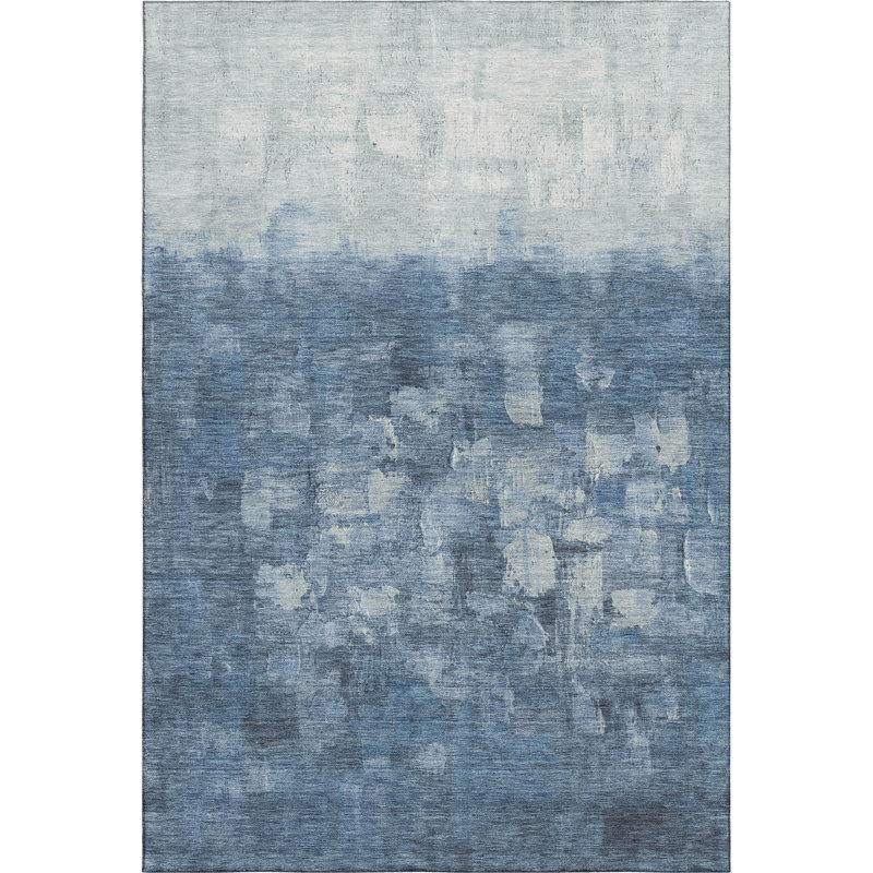 Premium Machine Washable Mayfield Abstract Rug, Navy, 10' x 14'