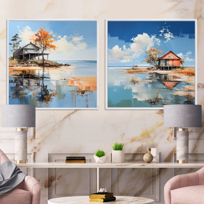 «Lakehouse Summer Charm Beach - Lakes Lakehouse», ensemble de 2 collages carrés