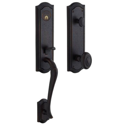 Bethpage Handleset with Single Cylinder Deadbolt and Door Knob and Rosette