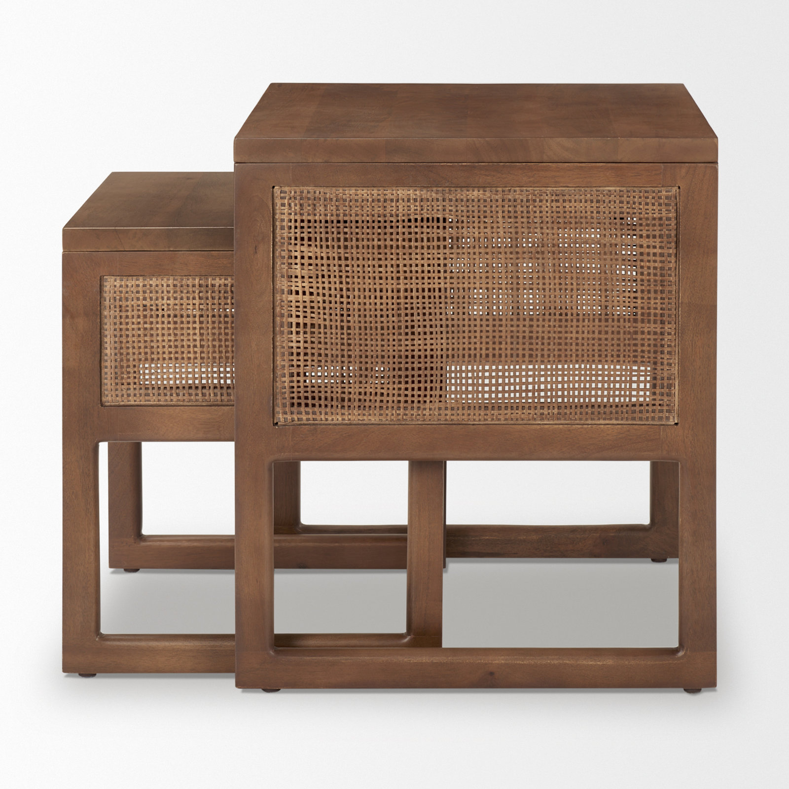 Cinna Solid Wood Nesting End Table, Medium Brown