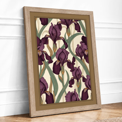 Iris Garden Pattern Botanical - Framed Print