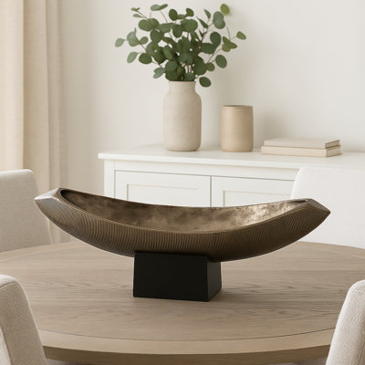 Deontrae 24" W Handmade Textured Aluminum Decorative Bowl