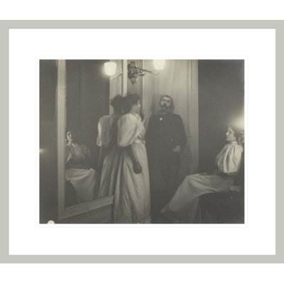 Portrait of Henry Lerolle with two of his daughters Yvonne and Christine and a mirror by Edgar Degas -Framed Giclee Print