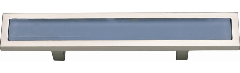 Spa 3" Center to Center Bar Pull, Brushed Nickel/Blue